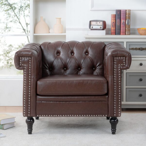 1 Seater Aesthetic Sofa For Living Room - Brown