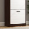 Modern Freestanding Shoe Storage Cabinet With 3 Flip Drawers - White / Walnut - Image 11