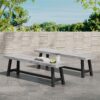 Tranquilizer - Outdoor Acacia Wood Bench With Slat Panel Design (Set of 2) - Sandblasted Light Gray / Black - Image 4