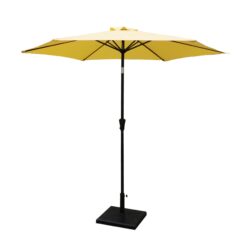 8.8' Outdoor Aluminum Patio Umbrella, Patio Umbrella, Market Umbrella With 42 Pound Square Resin Umbrella Base, Push Button Tilt And Crank Lift - Yellow