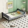 Twin Bed With Headboard, Footboard, Safeguards, Built-In Bed-End Book Storage Rack - Gray - Image 18