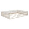 Wood Full Size Upholstered Platform Bed With Guardrail And Pillow - Beige - Image 9
