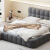 Queen Size Upholstered Platform Bed With Thick, Grounded Bed With Solid Frame - Gray - Image 12