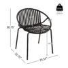7 Piece Outdoor Modern Dining Set With Stackable Chairs - Black / Teak - Image 3