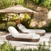 Willow - Sunbrella Upholstered Woven Patio Lounger, Wicker Frame - Wheat Beige / Golden Brown - Image 7