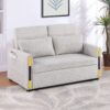 Percy - Teddy Velvet Sleeper Loveseat With Dual - Pull Sleeper Design - Beige - Image 4