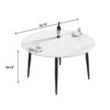 53.15" Modern Man-Made Stone Round Metal Dining Table-Position For 6 People - White / Black - Image 10