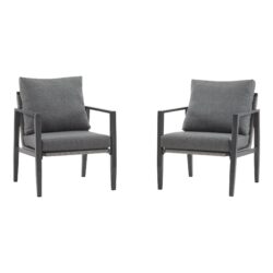Modern Aluminum Lounge Chair Set With Rope Accents And Cushions For Indoor / Outdoor Spaces - Gray