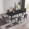 70.87" Modern Artificial Stone Curved Metal Leg Dining Table, Can Accommodate 6-8 People - Black - Image 13