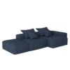 Modern Oversized Modular Sectional Sofa With Ottoman, Seat, Chaise Lounge And Armrest, Sparkling Chenille Fabric Soft Cushion Sofa With 4 Pillows, 4 Pieces Diy Combination Tufted Sofa, No Assembly Required - Blue - Image 20