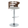 Cosi - Mid-Century Modern Adjustable Barstool With Swivel With Rounded T Footrest (Set of 2) - Chrome / Walnut / Gray - Image 2