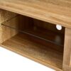 Rattan TV Cabinet With Variable Color Light Strip, Double Sliding Doors For Storage, Adjustable Shelf, Metal Legs, TV Console For Living Room - Natural - Image 11
