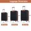 3 Piece Luggage Set Hardside Spinner Suitcase With Tsa Lock 20" 24" 28" Available - Antique Black - Image 5