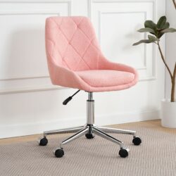 Modern Teddy Velvet Fabric Dining Chair With Golden Electroplated Legs, Soft And Comfortable, Adjustable And Space Saving - Pink