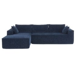 2 Pices Free Combination Minimalist Style Modular Sectional, Wrinkle Resistant Couch Set L Shaped Compressed Sofa For Living Room - Dark Blue