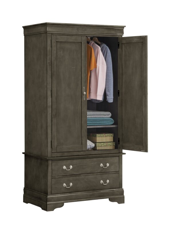 Elegant Traditional Armoire - Gray