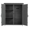 Outdoor Storage Shed With Lockable Door, Wooden Tool Storage Shed With Detachable Shelves & Pitch Roof - Gray - Image 14