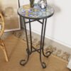 Vibrant French Country Patio Side Table Ceramic Tile And Iron Frame - Colorful / Black - Image 2