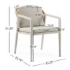 Outdoor Dining Set Acacia Wood Table With 6 Rattan Iron Chairs - Black / Natural / Gray - Image 4