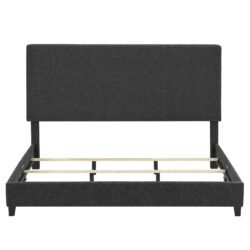 King Size Upholstered Platform Bed - Charcoal Gray