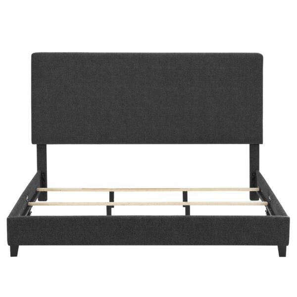 King Size Upholstered Platform Bed - Charcoal Gray