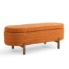 Stylish Ottoman Oval Storage Bench With Rubber Wood Legs - Orange - Image 9