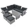 Outdoor Furniture Set Patio Rattan Furniture Set With An Adjustable Table, Recliners With Extendable Side Tables, And 2 Ottomans For Patio, Lawn, Backyard, Pool - Gray - Image 17