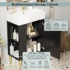 Bathroom Vanity, Combo Cabinet, Bathroom Storage Cabinet, Single Ceramic Sink, Left Side Storage - Black - Image 4