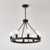 6 Light (No Bulbs) Wagon Wheel Chandelier Farmhouse Modern Small Round Chandelier For Living Room Kitchen Island Foyer Hallway Entryway Bedroom Dining Room Light Fixture Ceiling Hanging - Matte Black - Image 14