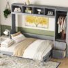 Queen Size Murphy Wall Bed With Closet And Drawers - Gray - Image 17