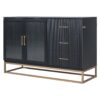 Queen Murphy Bed With Frosted Glass Doors Design, Fake Drawers, Metal Legs - Black - Image 3