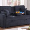 Cody II - Woven Fabric Convertible Sleeper Loveseat With Cup Holder, Charging Ports, Side Pocket, and Pocket Coil Seating - Dark Gray - Image 10