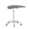 Adjustable Height Black Tempered Glass Table Desk Table With Lockable Wheels - Transparent / White - Image 2