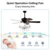 52" Crystal Shade Ceiling Fan Lamp, 3 Speed, 4 Timing, 5 Reversible Blades Crystal Ceiling Fan, 5 Pieces X E12 (No Include Bulb), Hand Pull Chain - Matte Black - Image 10
