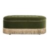 Melinda - Oval Tufted Bullion Fringe Storage Bench - Olive Green - Image 2