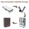 Folding Bed Cot With Mattress, Foldable Metal Frame Bed For Guest With Memory Foam Mattress On Wheels, Saving Space Rollaway Bed - Black - Image 3