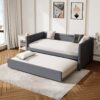 Modern Style Twin Size Upholstered Daybed With Trundle For Guest Room, Small Bedroom, Study Room - Gray - Image 3