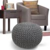 Nikki - Hand Knit Round Pouf - Gray - Image 7