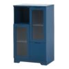 Painted Cabinet With Glass Doors, Drawer, And Open Storage Space For Bedroom And Living Room - Navy Blue - Image 21