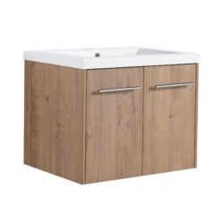 Modern Floating Bathroom Vanity With Resin Sink Soft Close Doors 24" Plywood Design - Imitative Oak