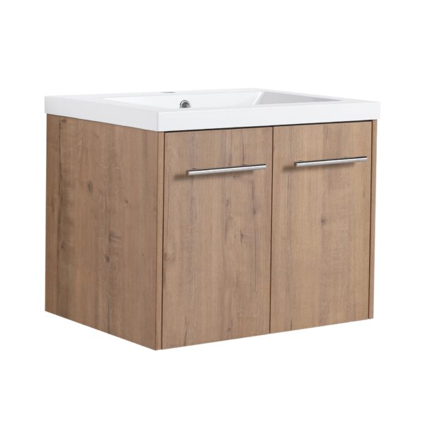 Modern Floating Bathroom Vanity With Resin Sink Soft Close Doors 24" Plywood Design - Imitative Oak