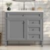 Bathroom Vanity With Top Sink, Modern Bathroom Storage Cabinet With 2 Drawers And A Tip-Out Drawer, Single Sink Bathroom Vanity - Gray - Image 17