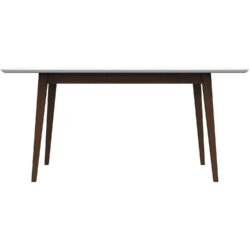 Mary - Modern Style Solid Wood Rectangular Dining Kitchen Table - White, Brown