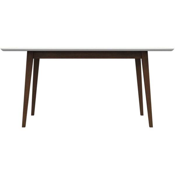 Mary - Modern Style Solid Wood Rectangular Dining Kitchen Table - White, Brown