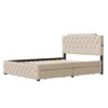 Queen Size Upholstered Platform Bed With 2 Drawers And 2 Sets Of USB Ports On Each Side - Beige - Image 9