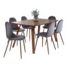 Folia Pebble - 7 Piece Mid-Century Modern Dining Set - Walnut / Gray - Image 2