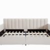Flora - Twin Upholstered Daybed With 2 Drawers Ribbed Tufted Backrest in Lavish Modern Design - Ivory - Image 3