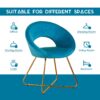 Modern Accent Velvet Chairs (Set of 2) Dining Chairs Single Sofa Comfy Upholstered Arm Chair Living Room Furniture Mid-Century Leisure Lounge Chairs With Golden Metal Frame Legs - Light Blue - Image 6