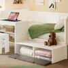 Twin Size Daybed With Storage Shelves And Lockers, Multi Functional Bed With Study Desk And Matching Stool - White - Image 18