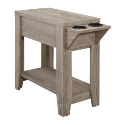 Accent Side Table, Storage, Lamp, Transitional - Taupe